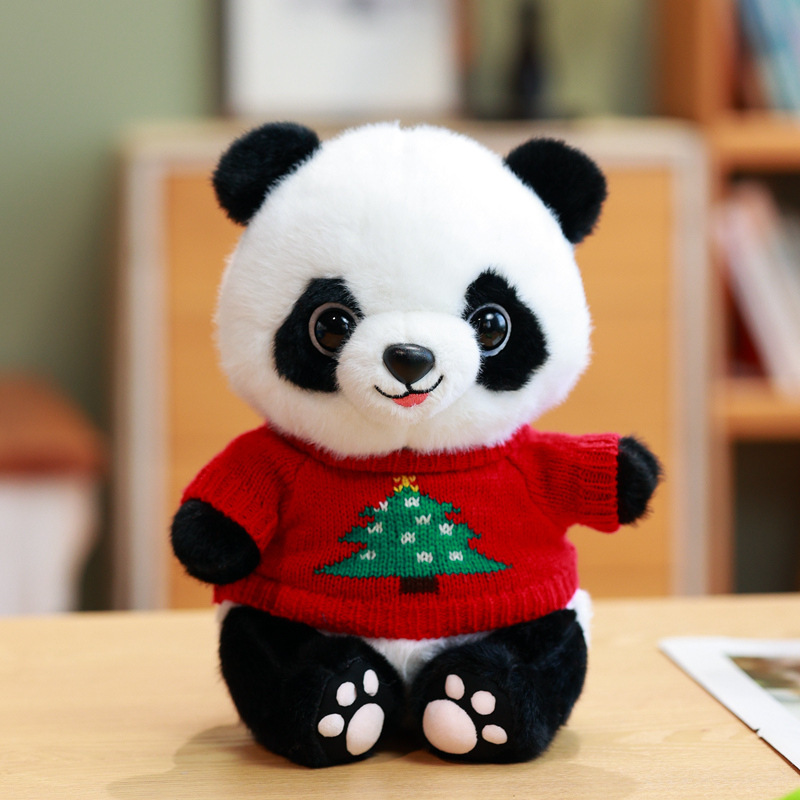 Новая плюшевая игрушка Panda Plush Red Christmas