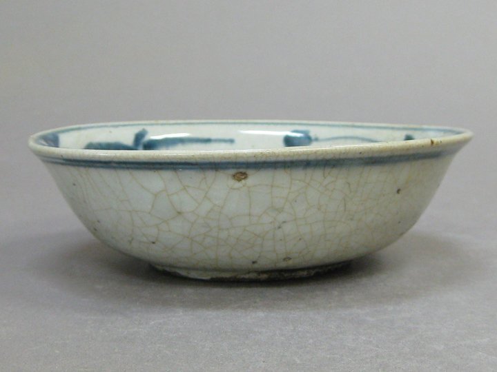 【心庵】中国美術　時代物　染付花鳥文／深皿　皿　直径14cm　付箱　TC018_画像2