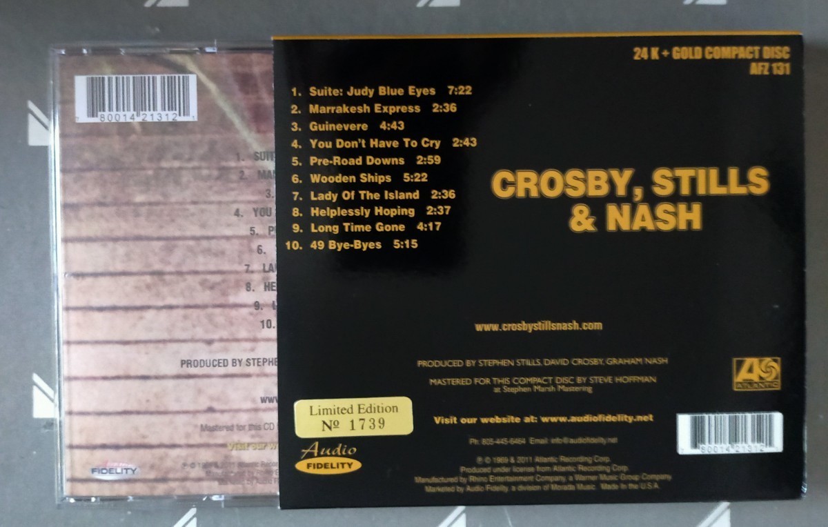 CROSBY, STILLS & NASH　24KT+GOLD CD Audio FIDELITY製作 限定ナンバー品　希少盤_画像5