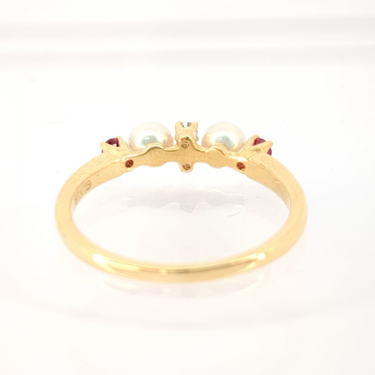 [ новый товар произведена отделка ] кольцо Mikimoto MIKIMOTO K18 1.95g baby жемчуг бриллиант рубин 10.5 номер кольцо *3105/ высота . магазин T