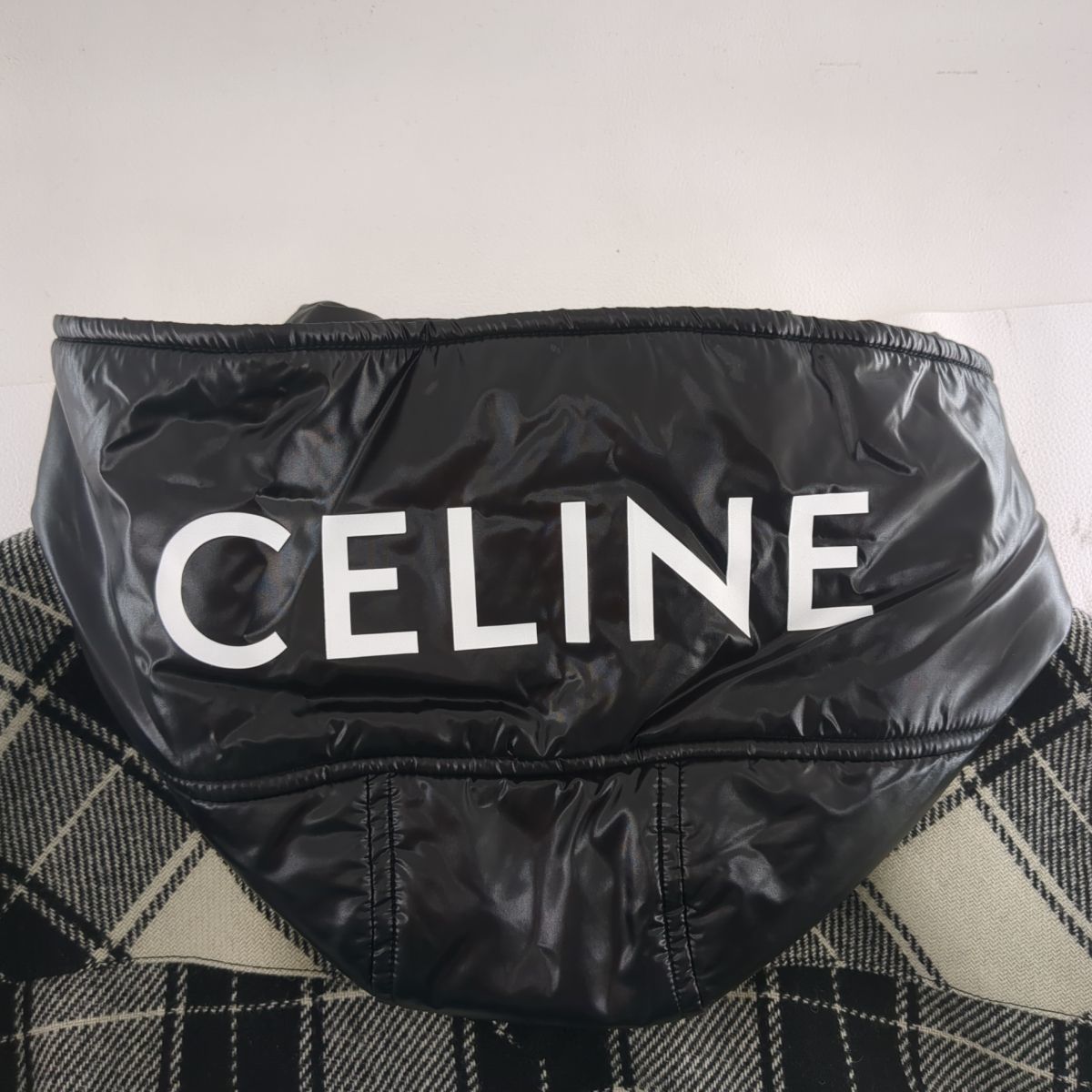  Celine jacket size 52 black white 21AW men's wool check CELINE old clothes used *3114/ height . shop 