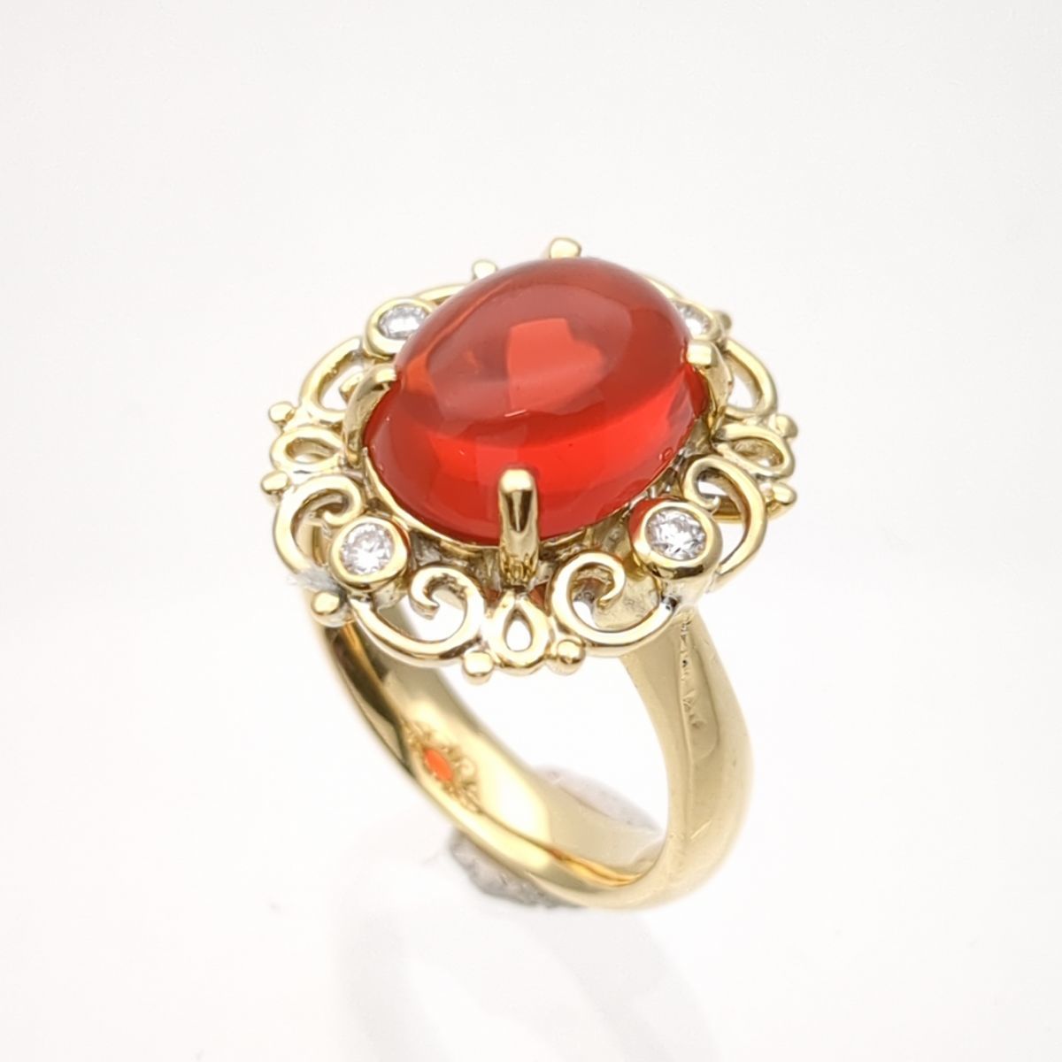 激安 超特価商店街 リング 天然ファイアオパール 3.18ct ソーティング 12.5号 K18 8.9g ダイヤ 0.13ct 指輪 磨き済 ◆3111/藤枝インター店 オパール