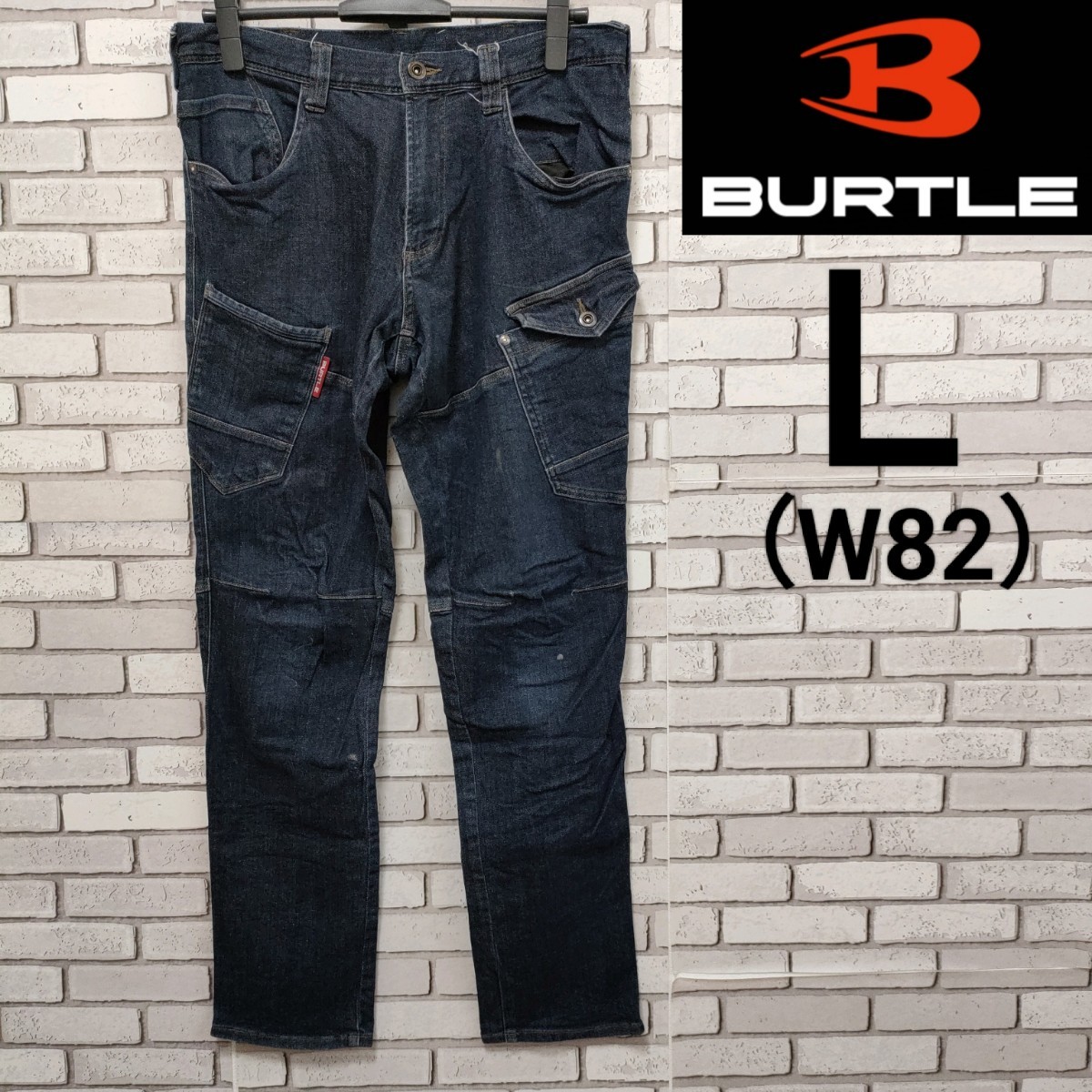BURTLE（バートル）デニムカーゴパンツ L（W82）（Oc179）No.552　作業着作業ズボン デニムパンツ_画像1