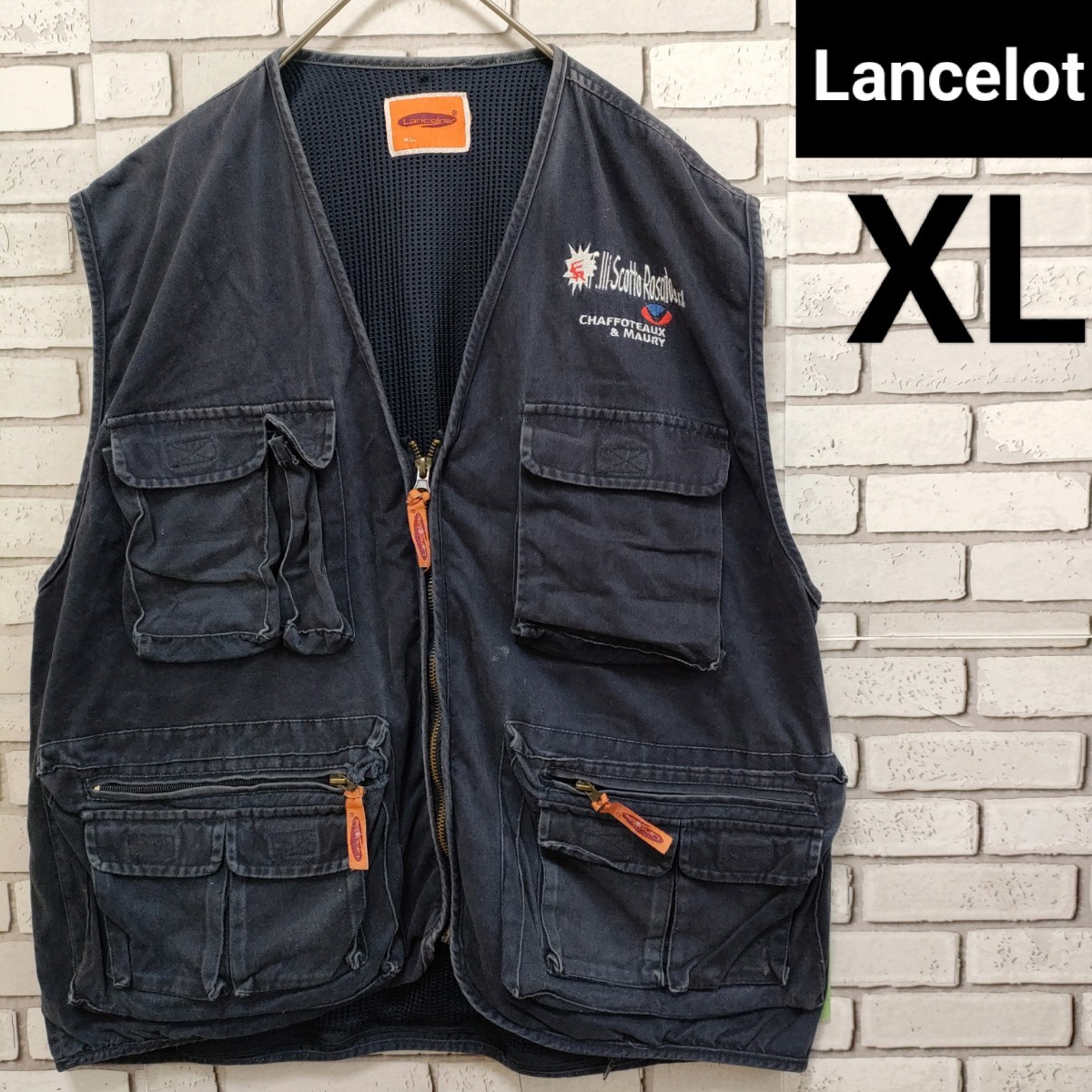 Lancelot フィッシングベスト XL ネイビー（Nv34） 多機能ベスト紺色 ヴィンテージ カメラマンベスト格安 ランスロット②_画像1