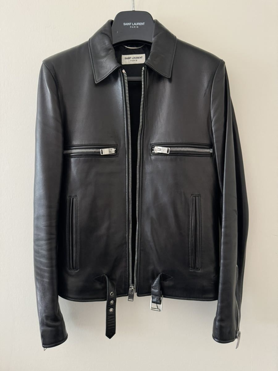 SAINT LAURENT PARISサンローラン 2012 シングル ライダース 44 エディ レザージャケット 正規品 羊革 ライダースジャケット キース_画像1