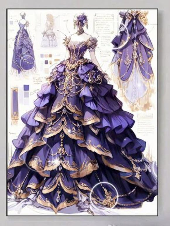 ダイヤモンドアート カラードレス ドレス ウェディング 紫 デザイン_画像1