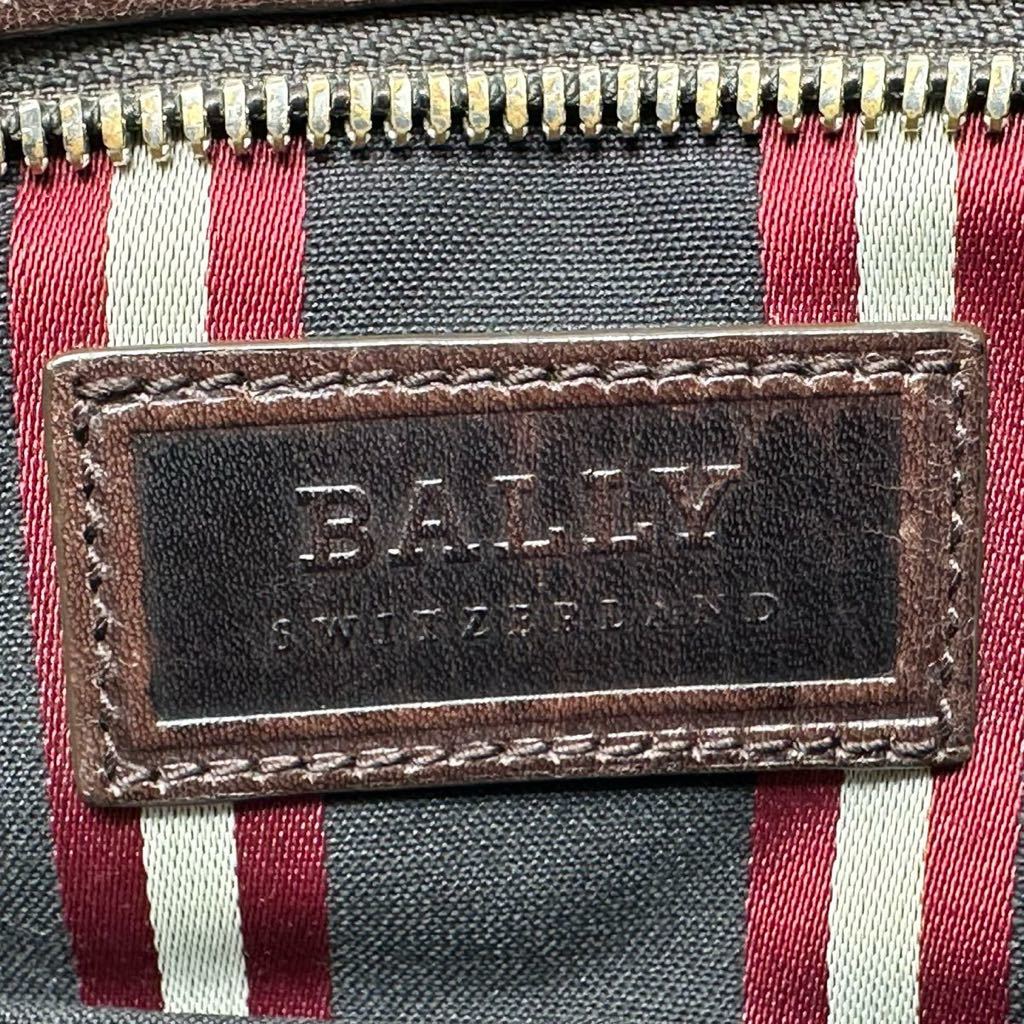 1円〜 BALLY バリー ショルダーバッグ メッセンジャー レザー トレインスポッティング ブラウン レッド_画像9