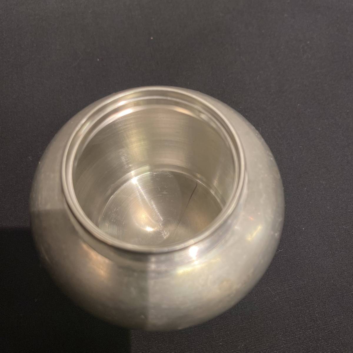 うぶ出し 乾茂號造 茶入 茶壷 茶心壺 煎茶道具 錫製?古錫 在印在銘 総