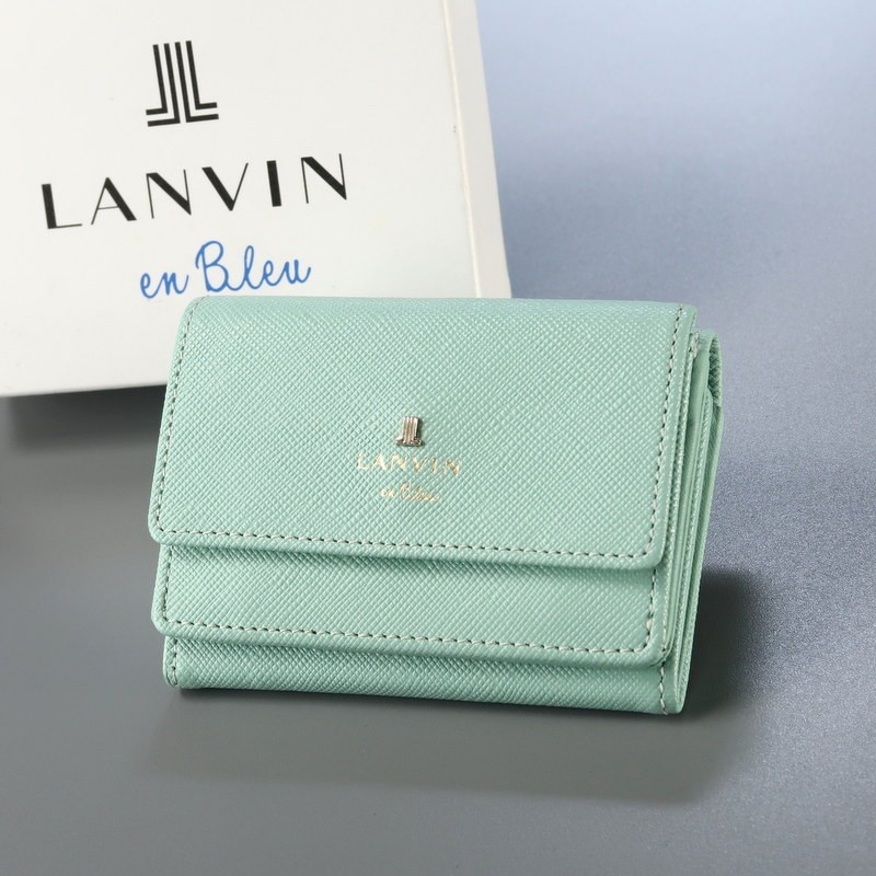 GO7961*《未使用◎定価 1.1万円》ランバンオンブルー LANVIN en Bleu リュクサンブール レザー 三つ折り財布 ミニウォレット ミント_画像1