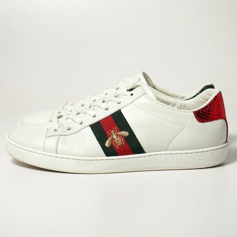 GO8479*イタリア製《GUCCI グッチ》Size 37 Ace エース エンブロイダリー付き ウィメンズ スニーカー Bee 蜂 レザー 431942 ホワイト_画像2