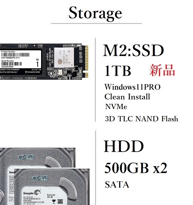 プロスペック爆速! XEON-2124/ 新品M2:SSD-1TB/ RADEON-R5-430/ メモリ-48GB/ HDD-1TB(500GBx2)/ DVDRW/ Win11/ Office2021/ メディア15_画像4