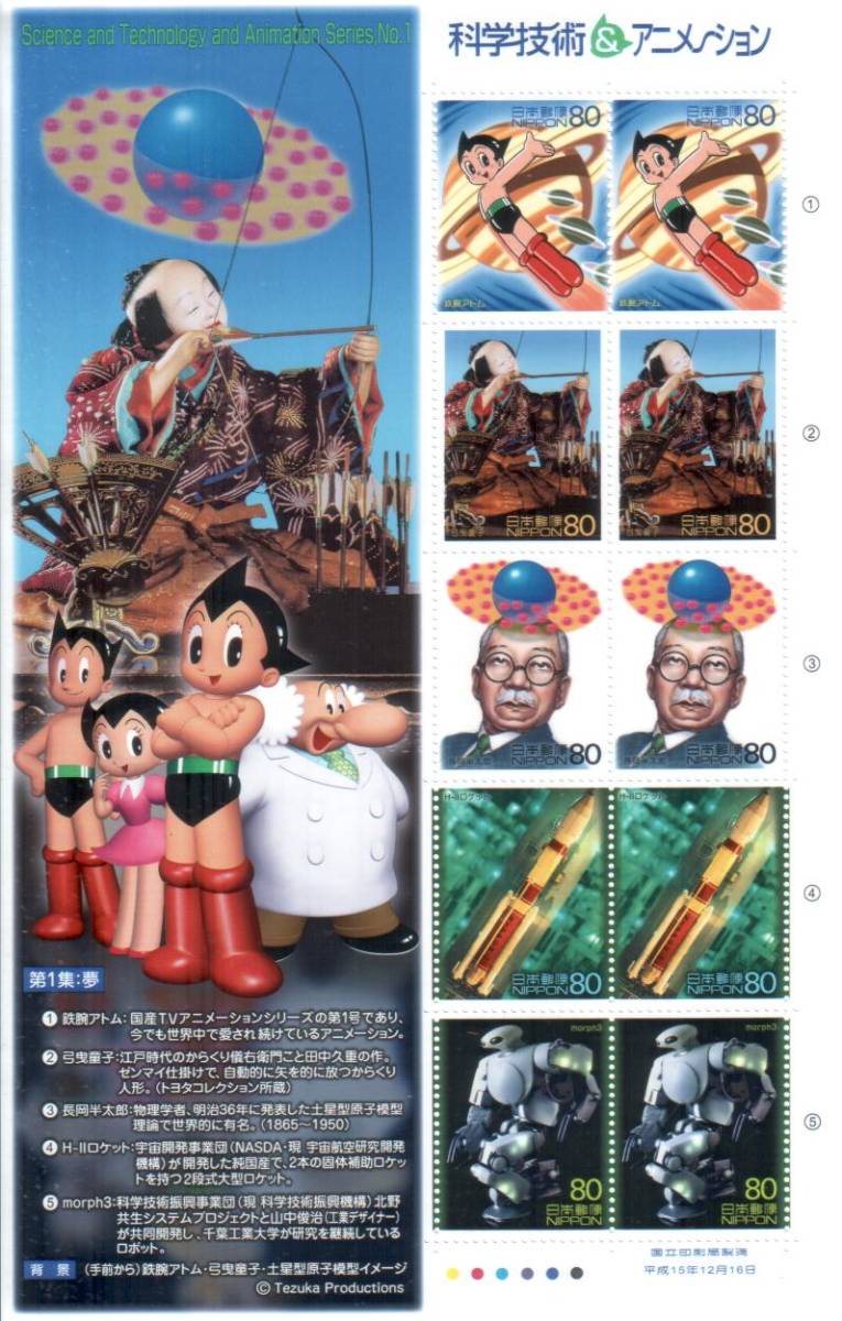  Showa era anime science technology & animation Astro Boy no. 1 compilation dream Lee fret manual . hoe . stamp News 2003⑯ booklet attaching ********