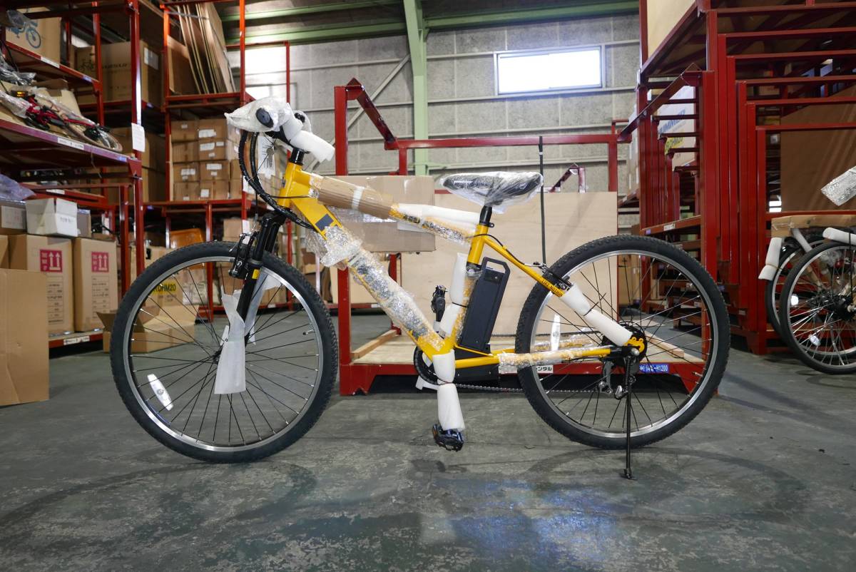 【訳アリ新品・完組送料無料】HUMMER E-bikeATB266E★ハマー 電動アシスト自転車 ★保証有★26インチクロスバイク 6段変速 イエロー _画像2