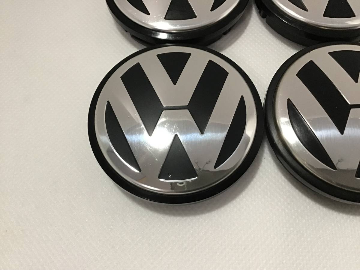 315】 即決 VW フォルクスワーゲン 純正ホイール センターキャップ 4個 ホイールキャップ 黒 ブラック_画像5