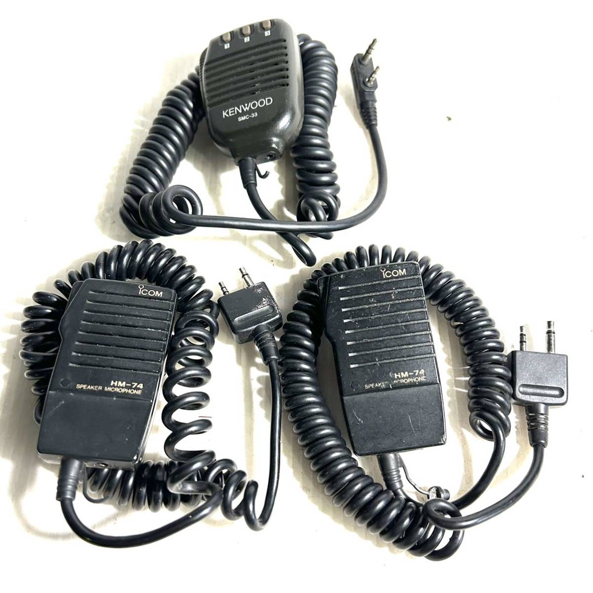 アイコム スピーカーマイクHM-74 携帯無線機用　ハンディ機用 KENYOOD SMF-33 3点セット(B1748)_画像1