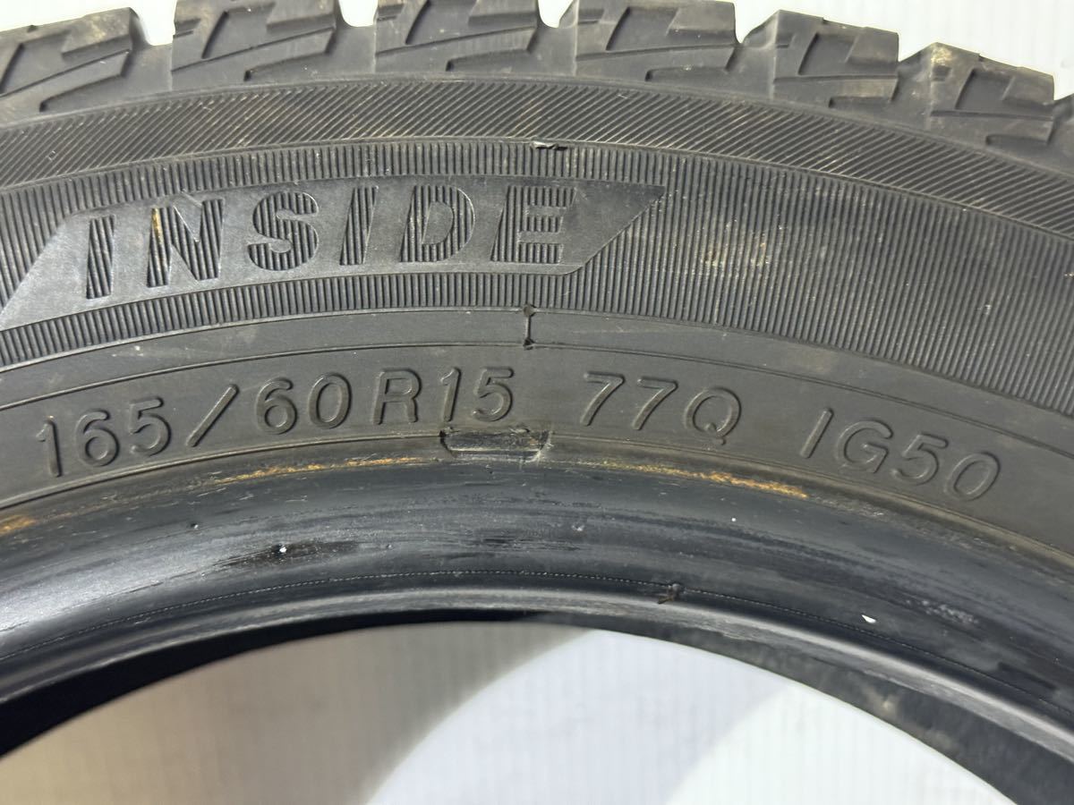 送料無料　A96 2019製　YOKOHAMA ice GUARD iG50 PLUS 165/60R15 77Q 中古　スタッドレスタイヤ　2本セット　7分山_画像6