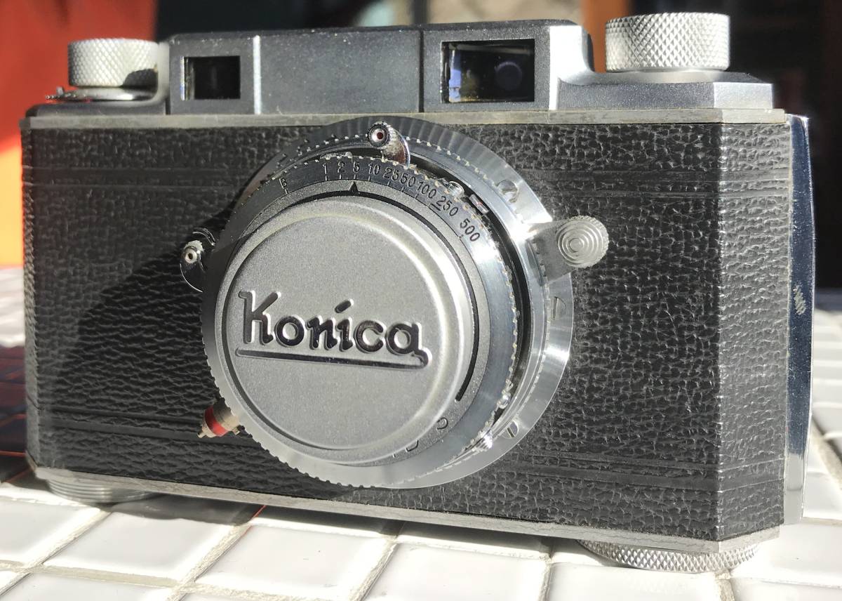 小西六 KONICAⅠ Hexanon 50mm f2.8 シャッター動作 距離計動作 レンズキャップ付属 コニカ コニカ1 フィルムカメラ アンティークカメラ_レンズキャップをした状態