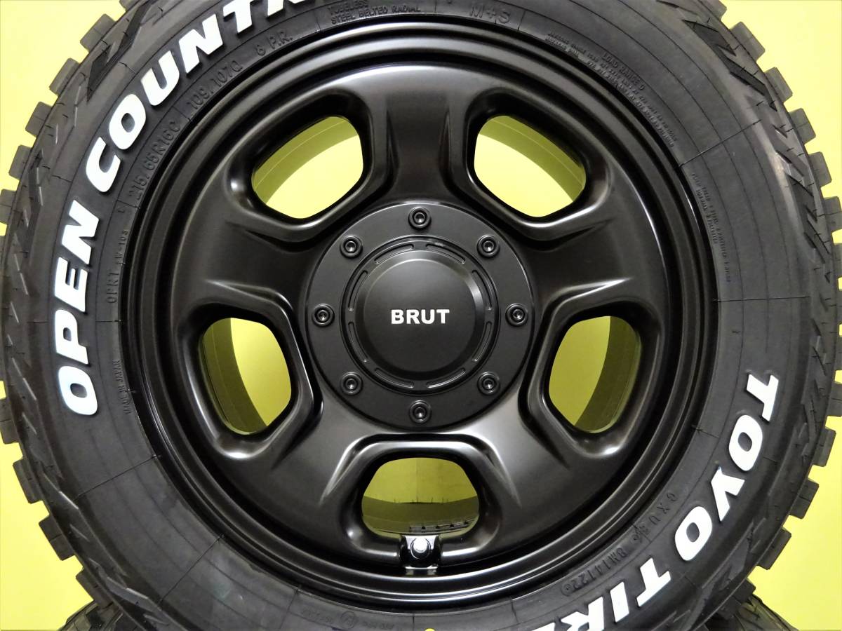 S3544 新品 4本 ブルート BRUT BR-33 BR33 6.5J +38 黒 ブラック 215/65R16 C オープンカントリー R/T RT ホワイトレター ハイエース 200_画像2