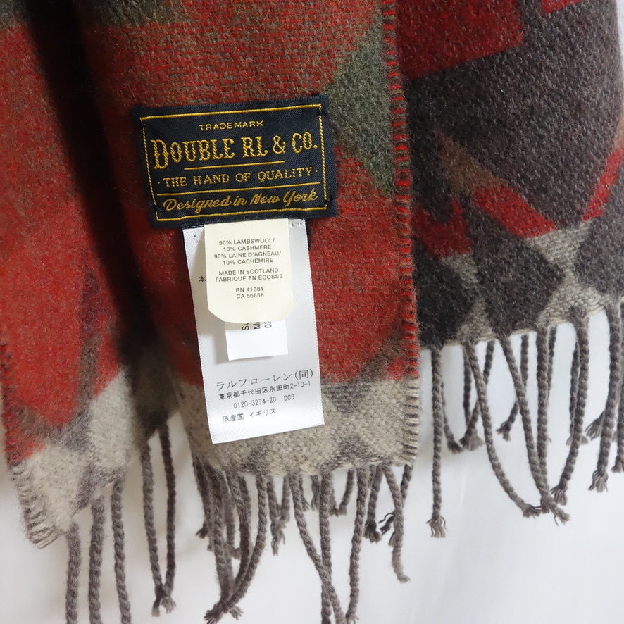 【スコットランド製 RRL カシミヤ混 ネイティブ柄 大判ストール】MORGAN JACQUARD WOOL SCARF ダブルアールエル マフラー_画像2