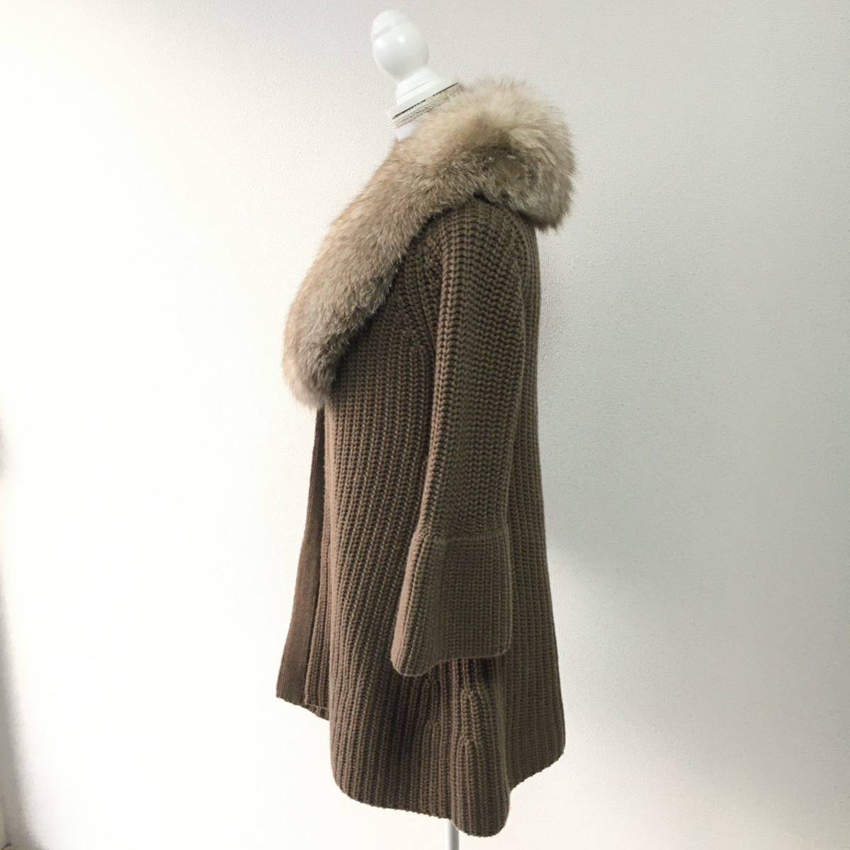 美品 FOXEY フォクシー カシミヤ100% ファー ニット コート 送料 美品 FOXEY フォクシー カシミヤ100% ファー ニット コート 送料
