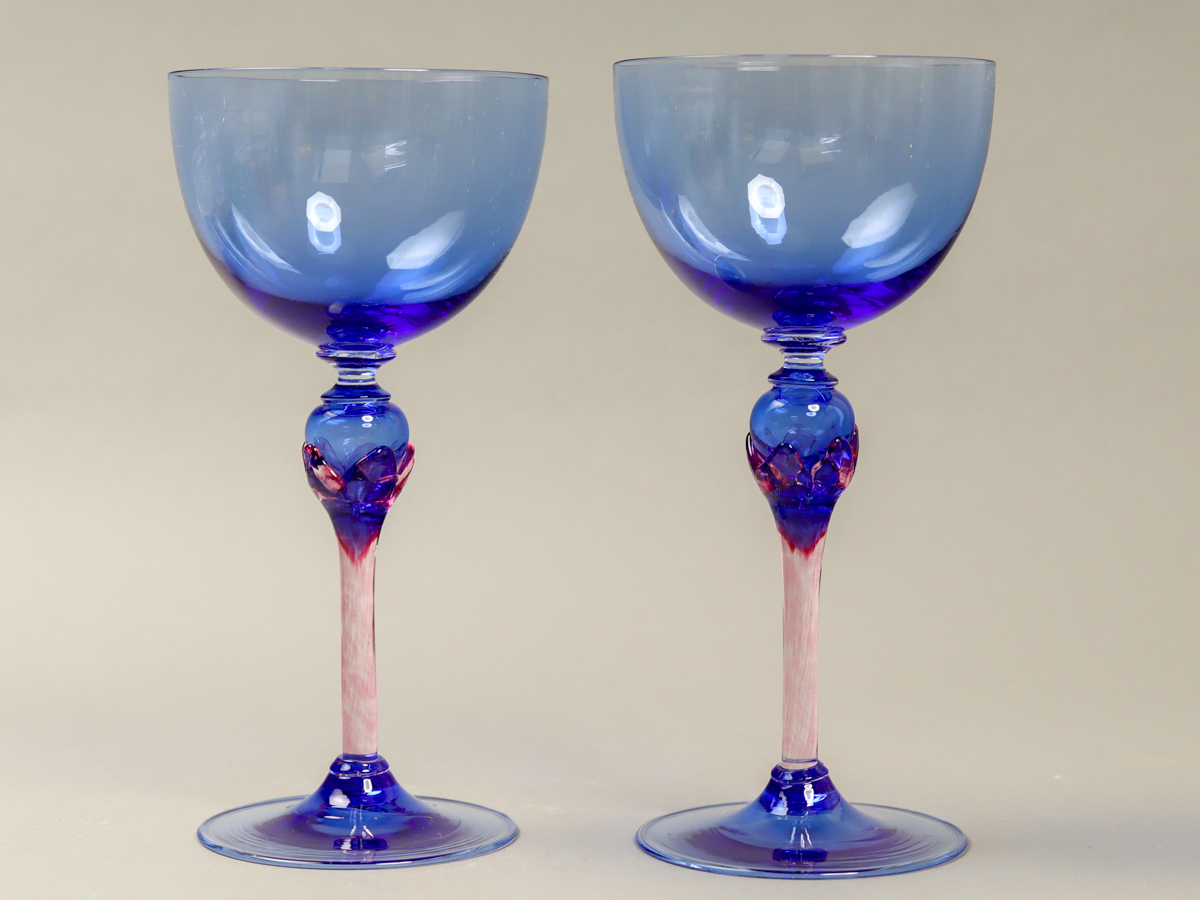 niLY ベネチアンガラス ムラノ コバルトブルー ワイングラス 2客 250ml