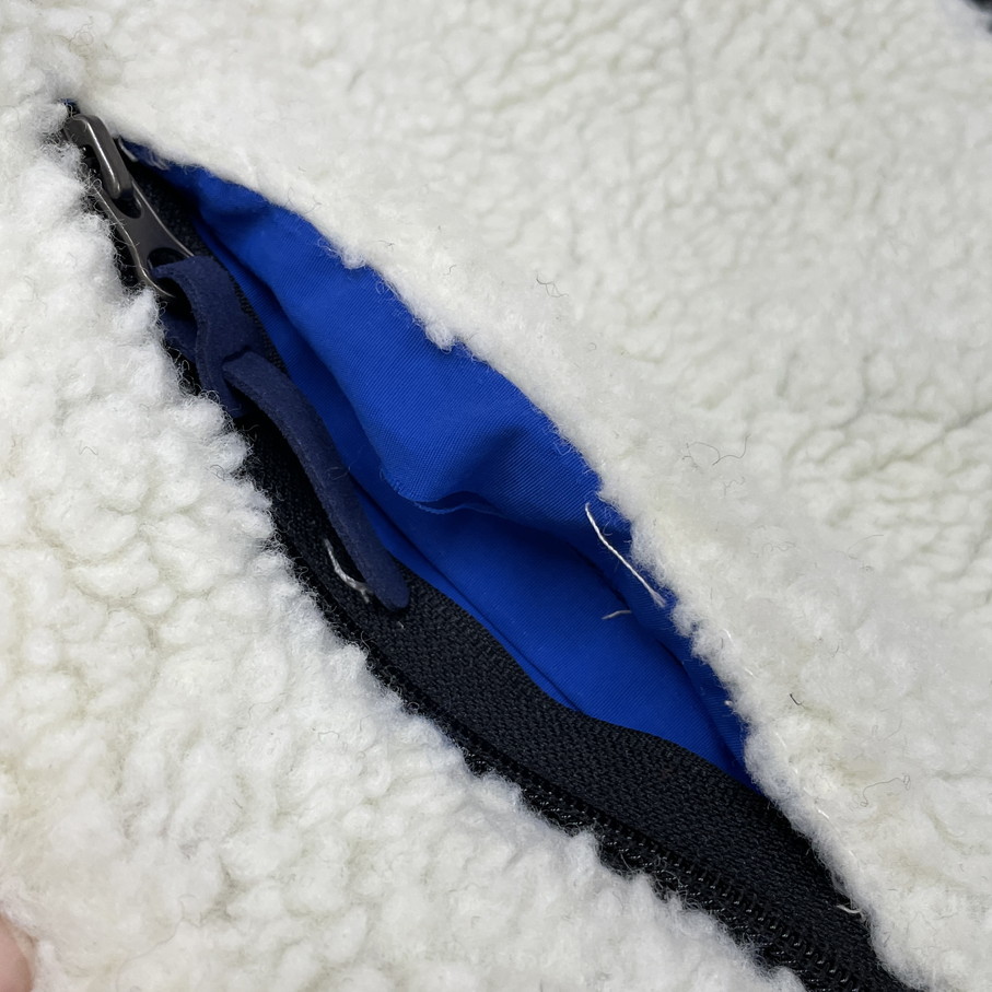 未使用品 PANDIESTA ホワイト×ブルー ボアフリースジャケット メンズ レディース 切換カジュアル耳付きフード レッド 刺繍 パンディエスタの画像5