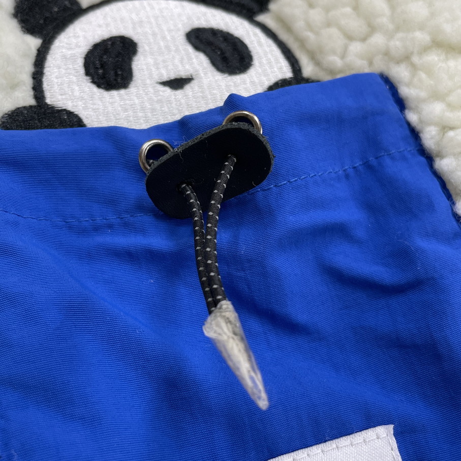 未使用品 PANDIESTA ホワイト×ブルー ボアフリースジャケット メンズ レディース 切換カジュアル耳付きフード レッド 刺繍 パンディエスタの画像4