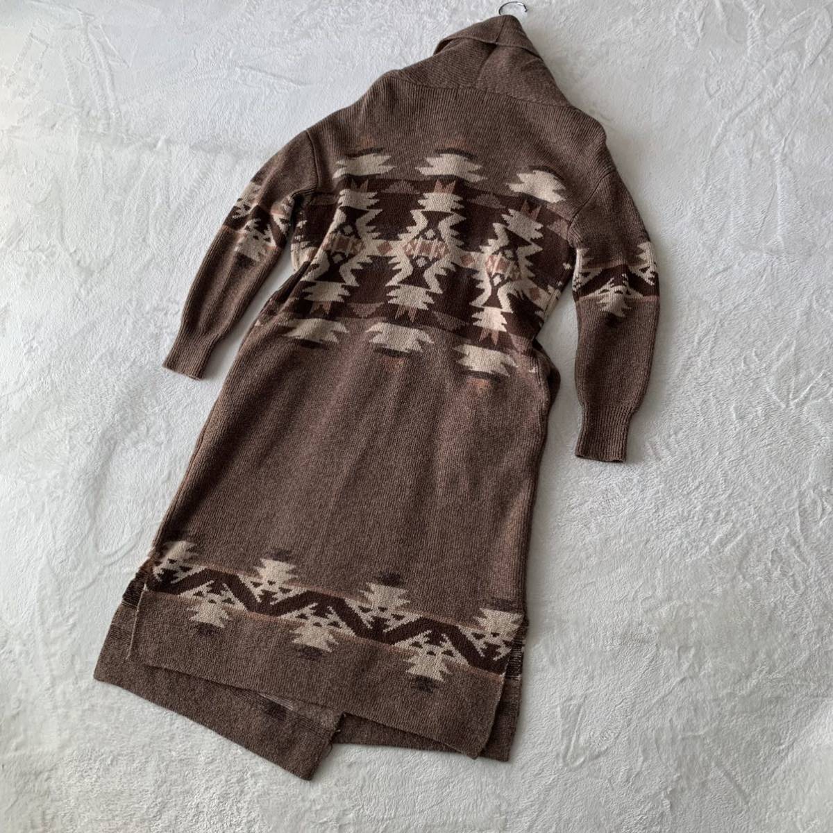 【人気】PENDLETON B:MING by BEAMS ビームス 別注 ペンドルトン ウール ニット ガウン コート カーディガン ロング ネイティブ柄_画像9