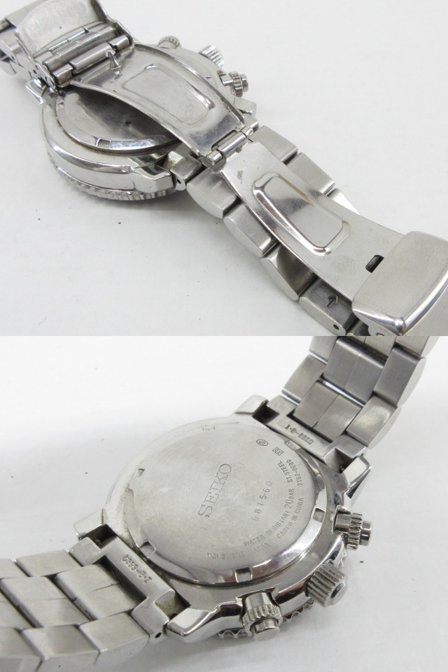 k70584-ap [送料650円]中古◇SEIKO セイコー パイロット クロノグラフ クォーツ 200M 7T62-0EB0 黒文字盤 メンズ 腕時計 [155-231125]_画像6