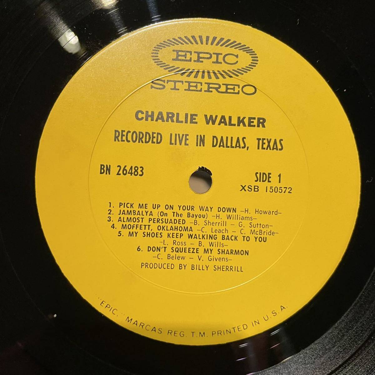 【US盤Org.】Charlie Walker Recorded Live In Dallas, Texas (1969) Epic BN 26483_画像4