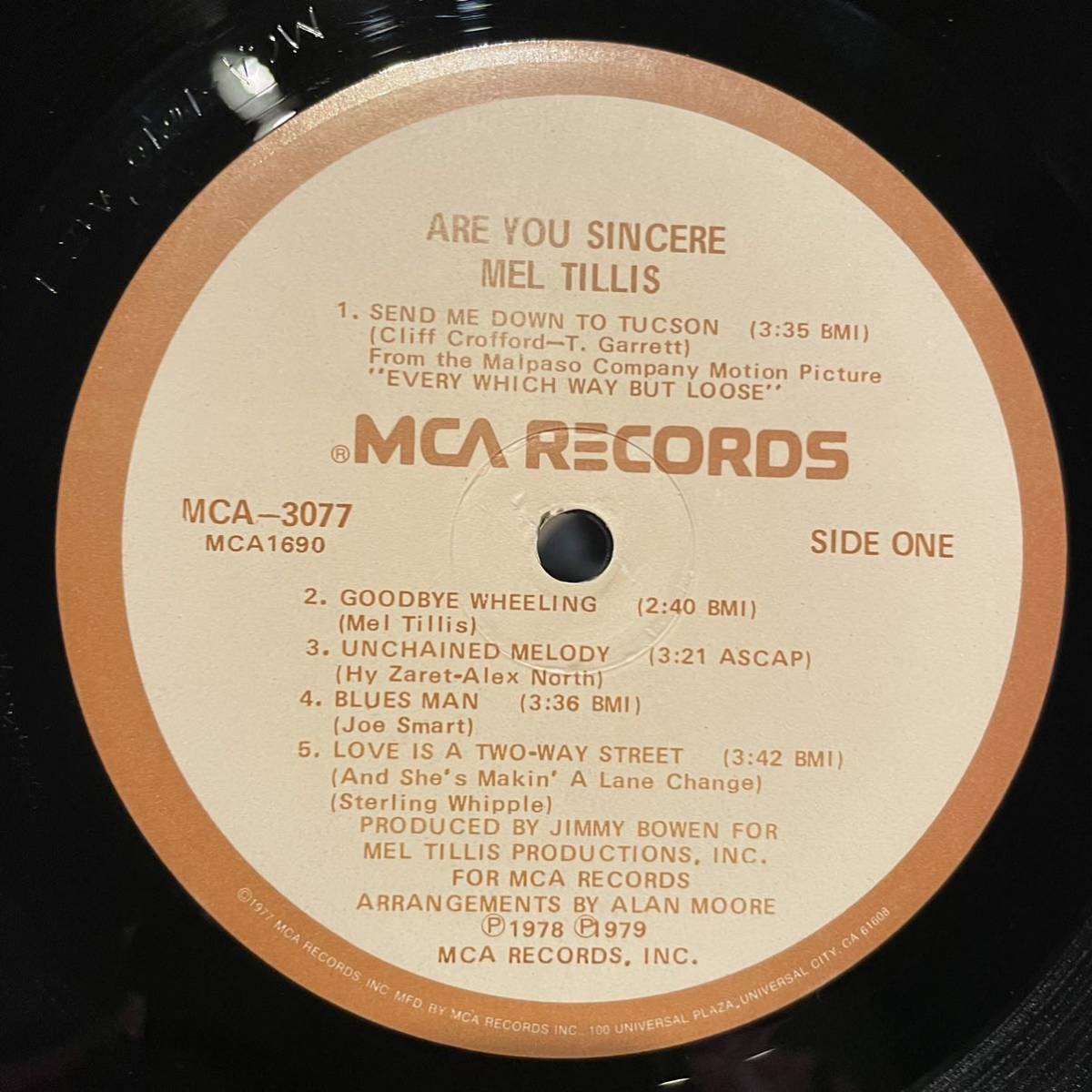 【US盤Org.】Mel Tillis Are You Sincere (1979) MCA Records MCA-3077_画像5