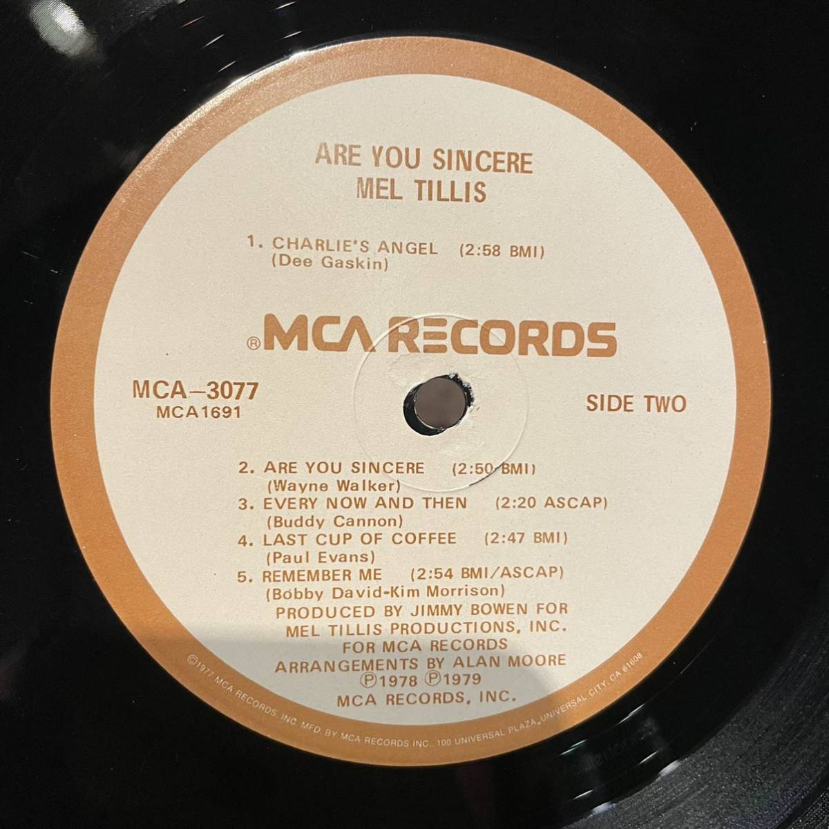 【US盤Org.】Mel Tillis Are You Sincere (1979) MCA Records MCA-3077_画像4