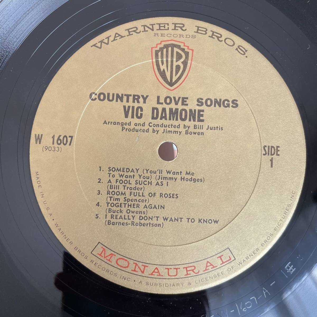 【US盤Org.Mono】Vic Damone Country Love Songs (1965) Warner Bros. Records W 1607 シュリンク美品の画像4