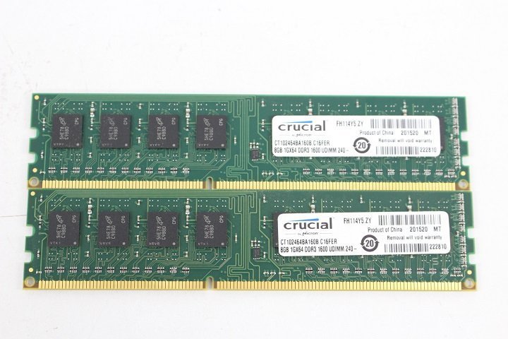 crucial CT102464BA 160B.C16FER DDR3 1600 8GB×2枚☆合計16GB☆メモリ☆_画像2