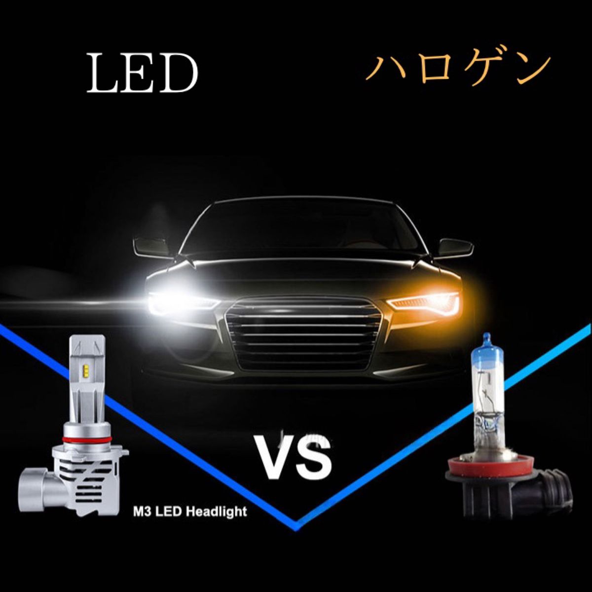 LEDヘッドライト白M3チップ搭載H4 Hi/Lo 6500K 2個セット車検対応 30W DC9-32V