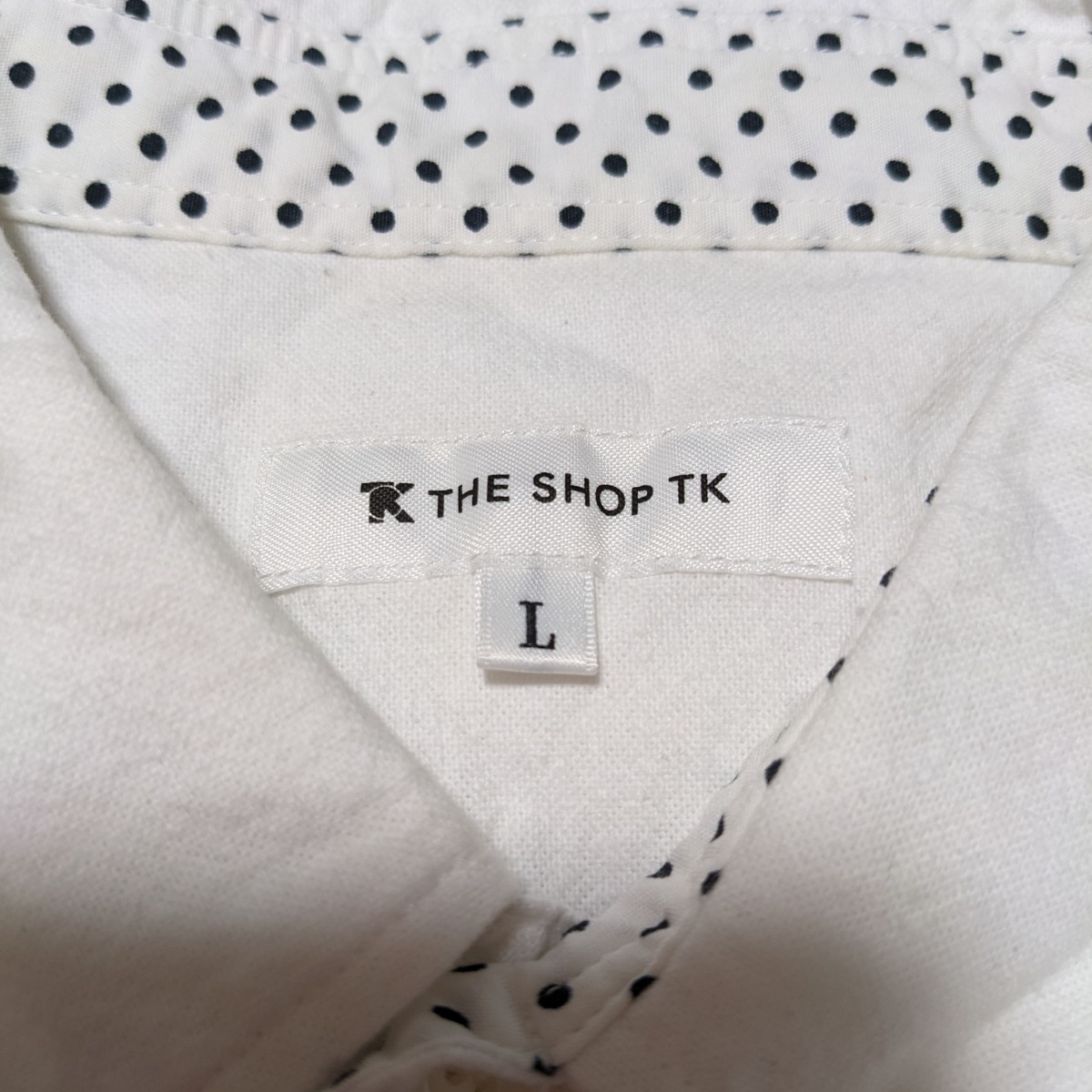 +PY5 THE SHOP TK ザショップティーケー タケオキクチ メンズ L 長袖 シャツ ワイシャツ 白 ドット_画像8
