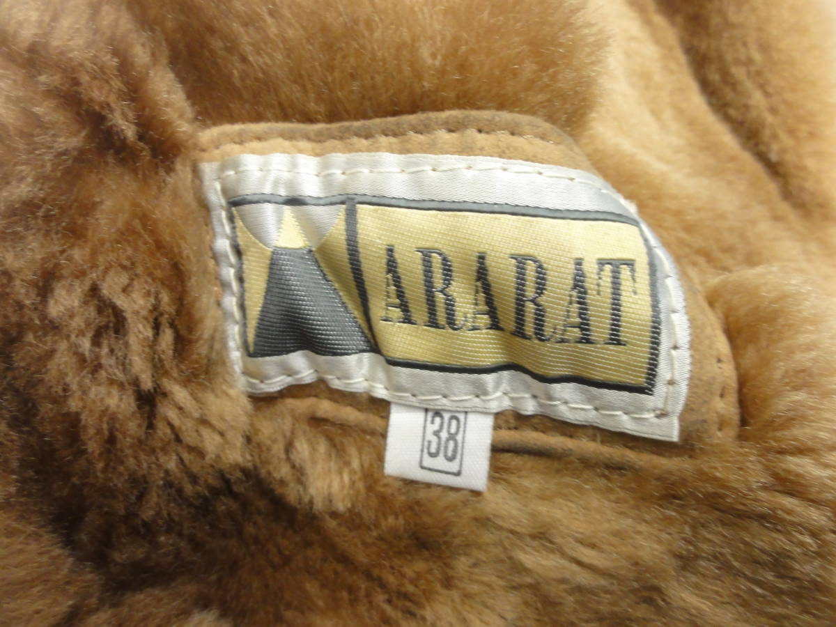 ♪ ARARAT ITALY ショート丈 ジャケット ブラウン系 レディース シープスキン ムートン サイズ38（Ｍ相当） ※現状品■８０_画像9