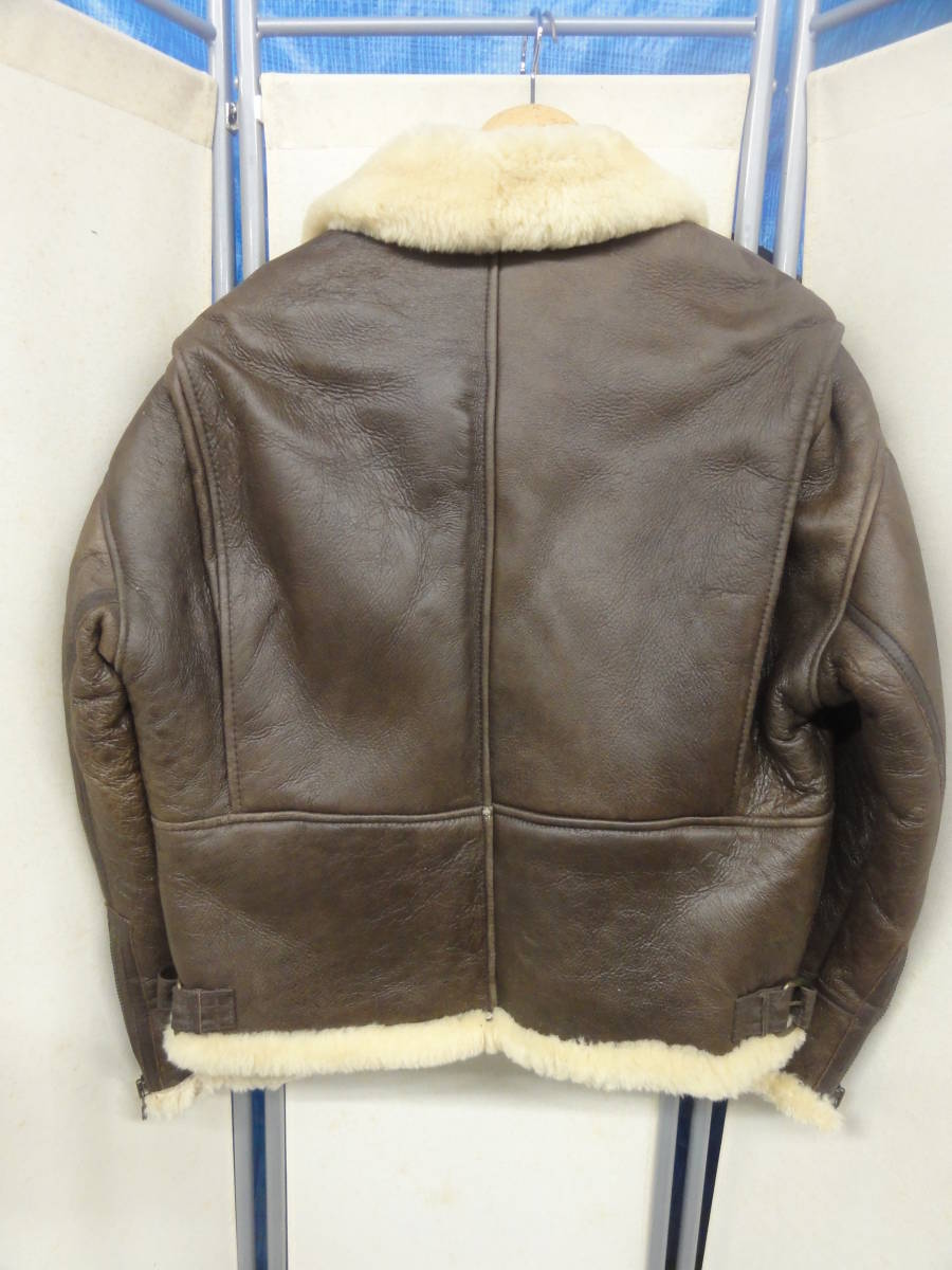 ♪ SHEARLING USA フライトレザージャケット 羊革ボアジャケット サイズＭ ※現状品■１００_画像5