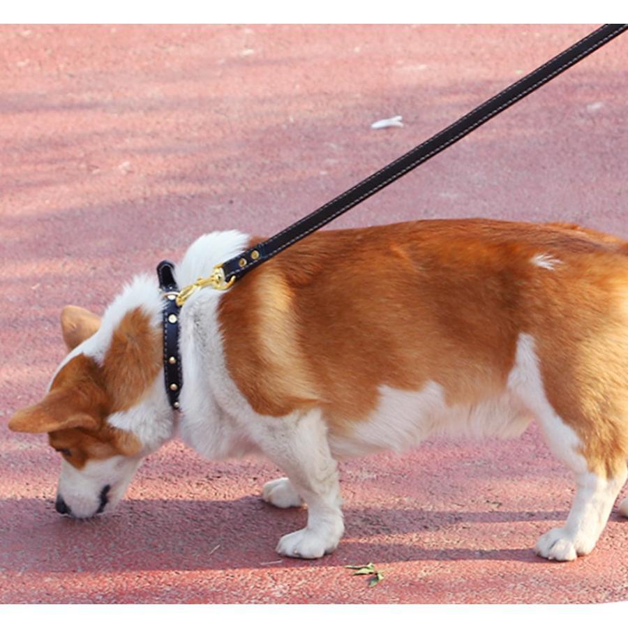 ブラック◎本革首輪リードセット レザー 牛革 おしゃれ シンプル 素ぼく 小型犬 中型犬 ドッグ ペット オシャレ シンプル ブラウン_画像3