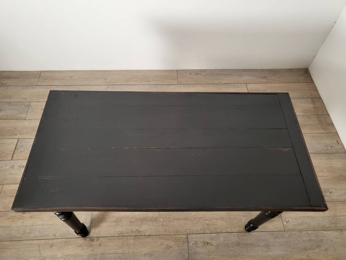 フランス アンティーク 木製のブラッスリーテーブル 黒いテーブル_画像7
