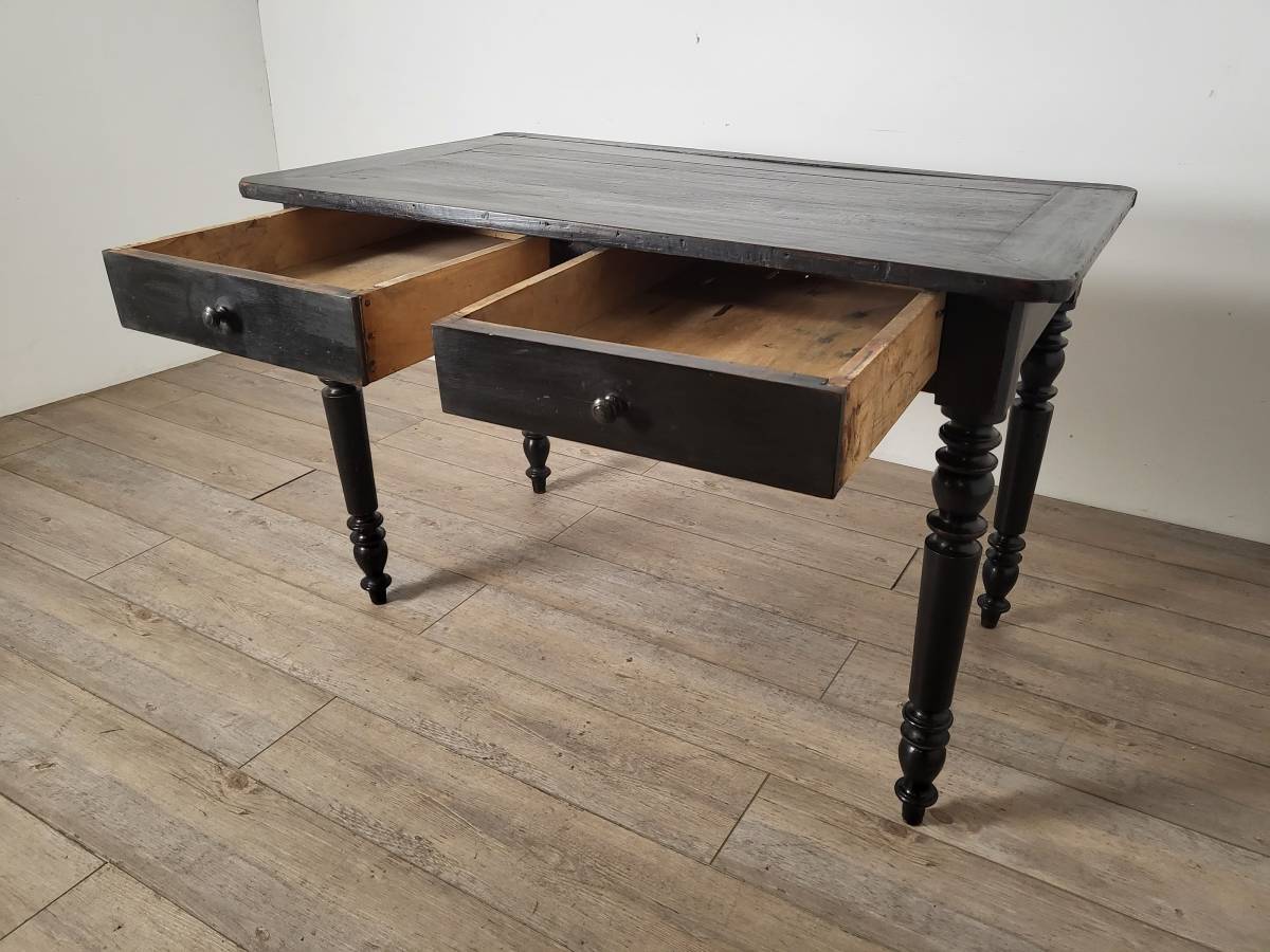 フランス アンティーク 木製のテーブル 黒いテーブル 引き出し有り_画像6