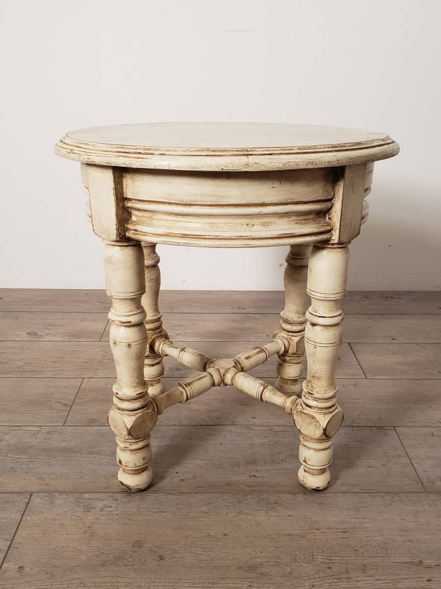フランス アンティーク　木製 テーブル 　　ミルクペイント　シャビーシック.._画像3