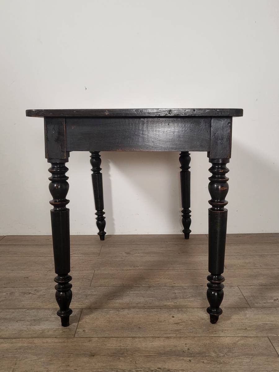 フランス アンティーク 木製のテーブル 黒いテーブル 引き出し有り_画像3
