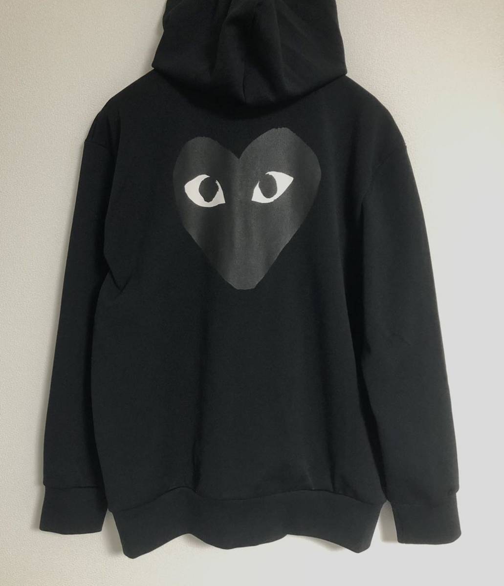 プレイコムデギャルソン ハートパーカー　comme des garcons play ジップパーカー シーディージー　CDG ブラック　HOODIE ジップアップ　XL_画像1