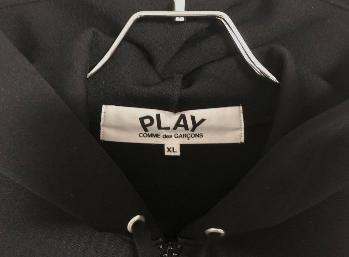 プレイコムデギャルソン ハートパーカー　comme des garcons play ジップパーカー シーディージー　CDG ブラック　HOODIE ジップアップ　XL_画像6