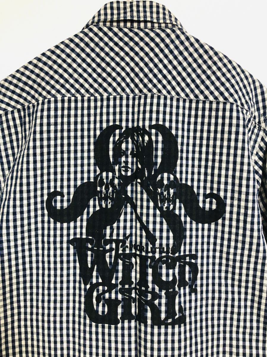 HYSTERIC GLAMOUR ヒステリックグラマー　バックプリント　ヒスガール　オープンカラーシャツ　ギンガムチェック　長袖シャツ