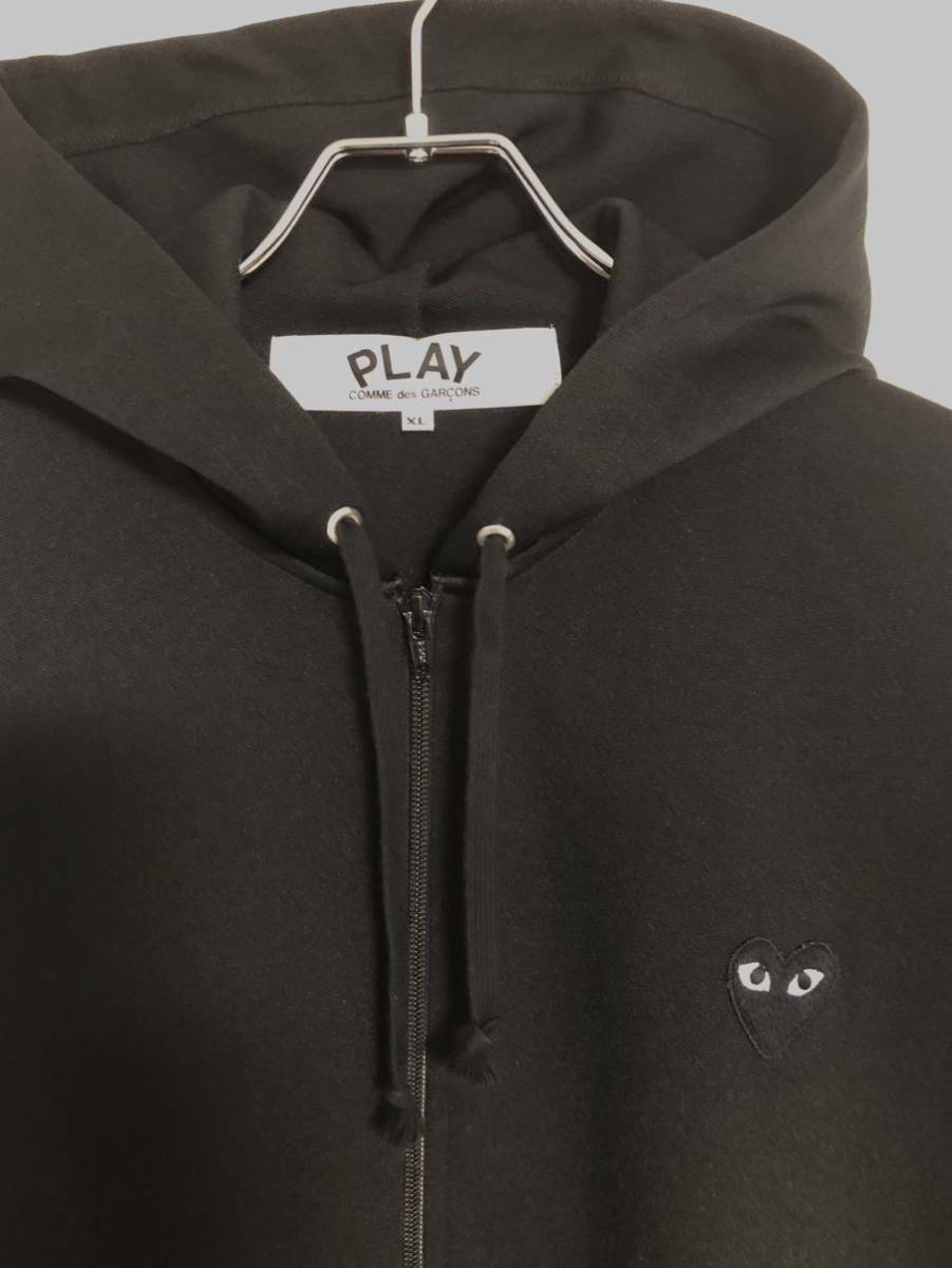 プレイコムデギャルソン ハートパーカー　comme des garcons play ジップパーカー シーディージー　CDG ブラック　HOODIE ジップアップ　XL_画像2