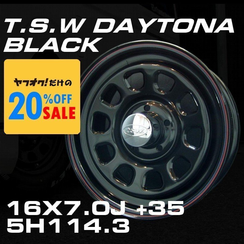 特価 TSW DAYTONA ブラック 16X7J+35 5穴114.3 ホイール4本セット (100系ハイエース/152系ハイラックス)_画像1