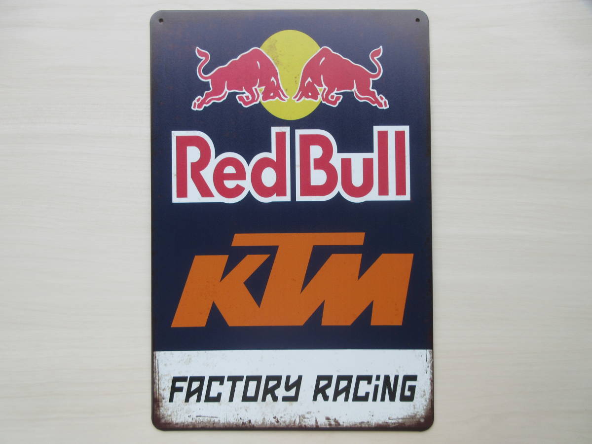 新品※レトロブリキ看板/アンティーク加工/RedBull KTM_画像1