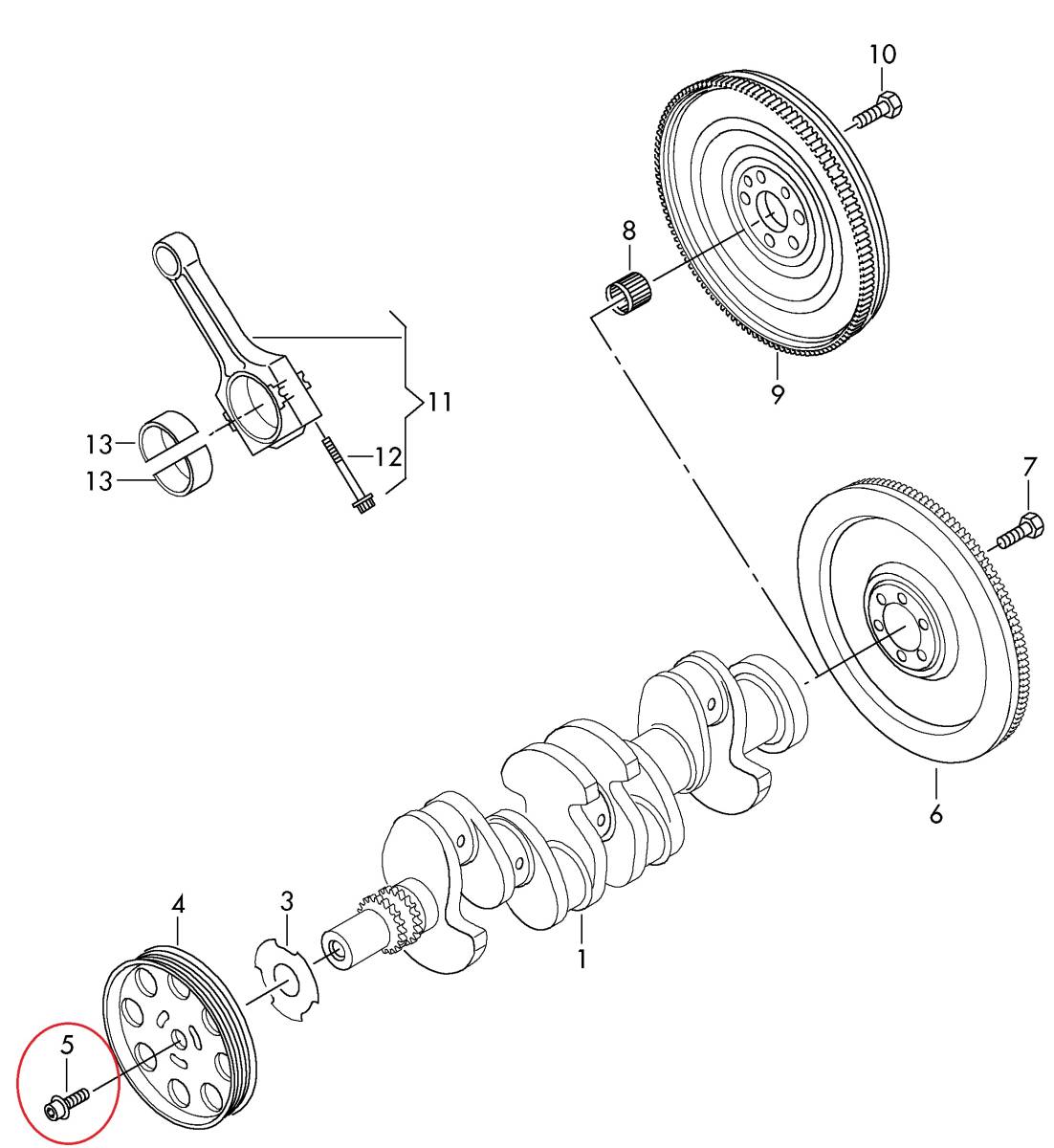 クランクシャフトプーリーボルト VW CBZ 1 2TSIエンジン用 クランクシャフトプーリーボルト VW CBZ 1 2TSIエンジン用